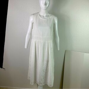 White Cotton Eyelet Midi Dress Size L